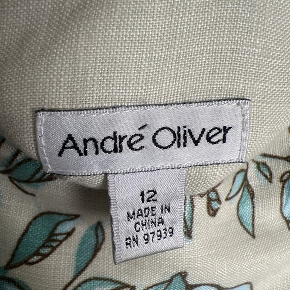 Andre Oliver Floral Linen A-Line Pleated Skirt Women's Size 12 - Picture 2 of 7